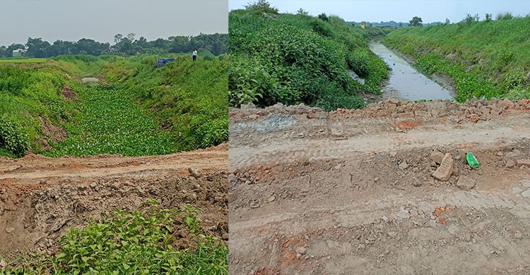 সিংগাইরে খননকৃত খাল ভরাট করে রাস্তা নির্মাণ