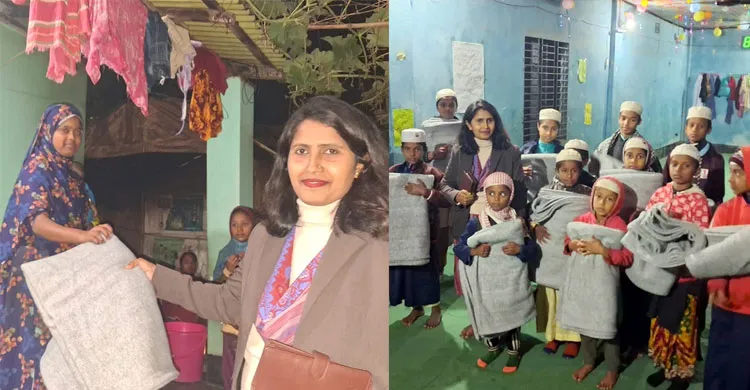 নান্দাইলে রাতের আধারে শীতার্থদের মাঝে ইউএনওর কম্বল বিতরণ