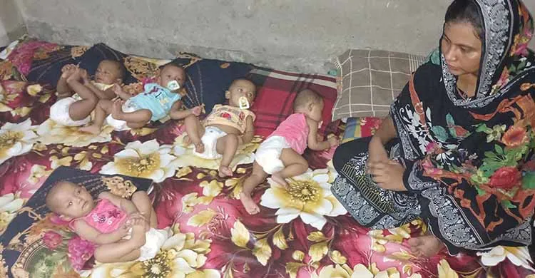 বাউফলে একসঙ্গে পাঁচ শিশুর জন্ম, মানবিক সহায়তা দিলেন হাসিব আলম