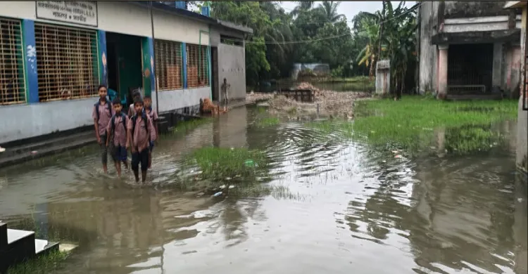 শ্যামনগরে হাটু পানিতে ডুবে আছে একাধিক বিদ্যালয় ও কবরস্থান