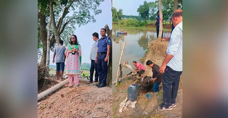 নবীনগরে অবৈধ বালু উত্তোলন, ড্রেজার ও পাইপ জব্দ